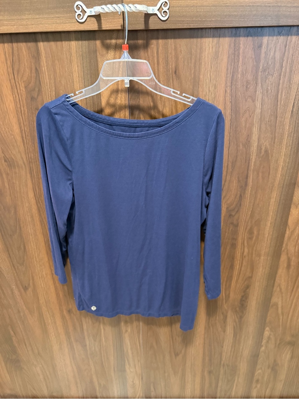 Lilly Pulitzer Navy Long-Sleeve Boatneck Top, Size XL